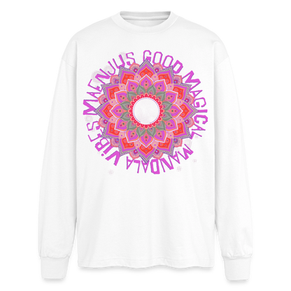 Mandala Pink Design – Oversized Langarmshirt - Weiß