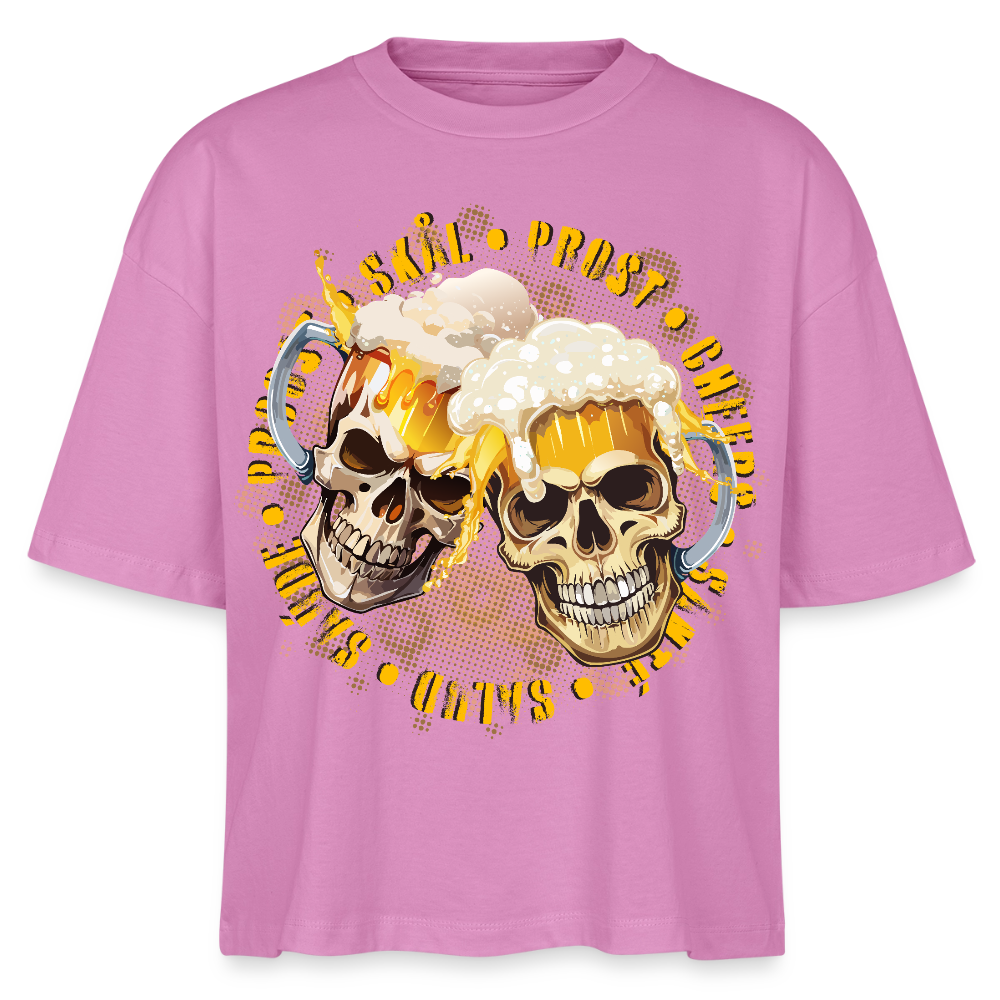 Party Skull Design – Frauen Boxy Bio-T-Shirt - Pink