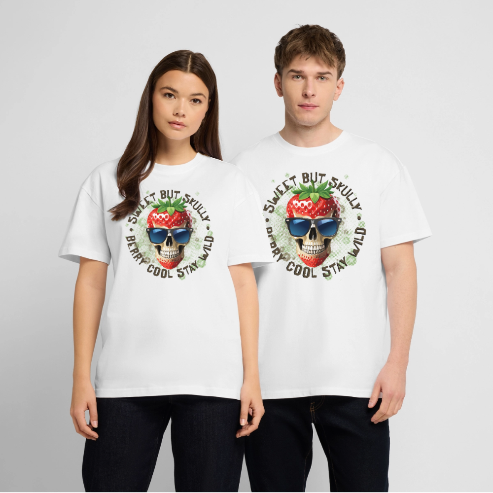 Strawberry Skull Design – Oversized Unisex Bio T-Shirt - Weiß