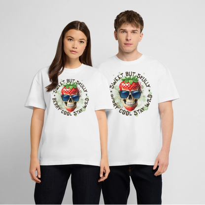 Strawberry Skull Design – Oversized Unisex Bio T-Shirt - Weiß