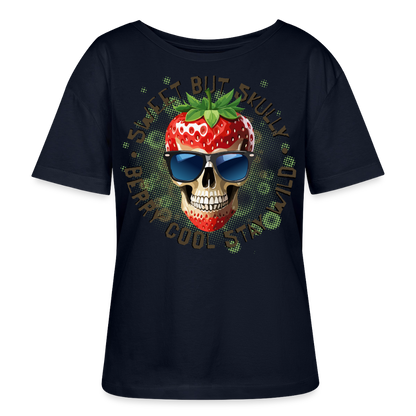 Strawberry Skull Design – Rundhals Frauen Bio-T-Shirt - Navy