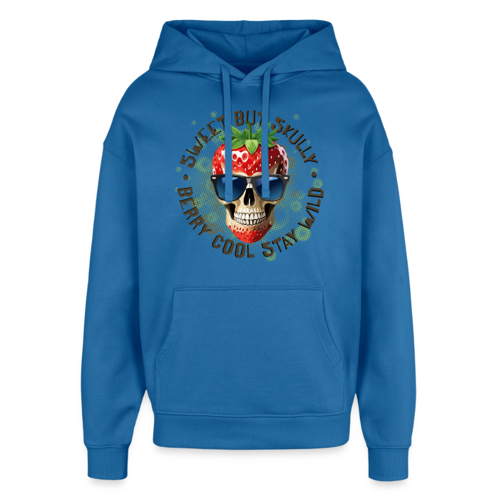 Strawberry Skull Design – Oversized Unisex Hoodie - Achtsames Blau