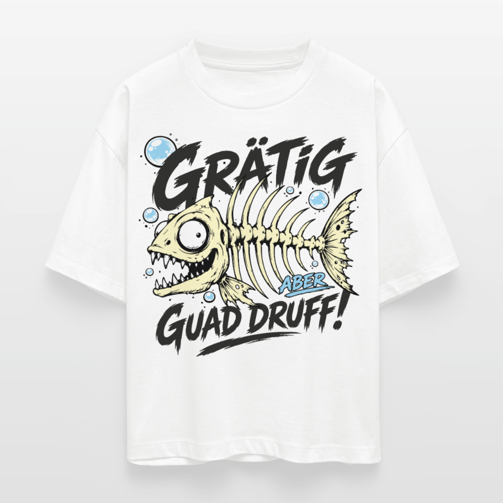 Fischskelett Grätig Design – Frauen Boxy Bio-T-Shirt - Weiß
