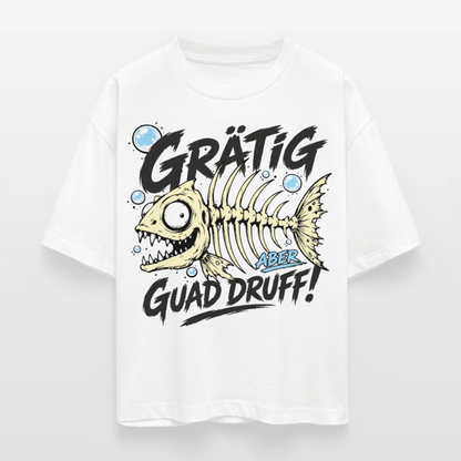 Fischskelett Grätig Design – Frauen Boxy Bio-T-Shirt - Weiß