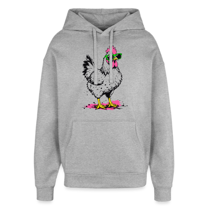 Street Chicken Design – Oversized Unisex Hoodie - Grau meliert