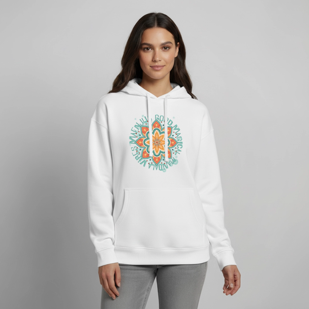 Mandala Türkis Design – Oversized Unisex Hoodie - Weiß