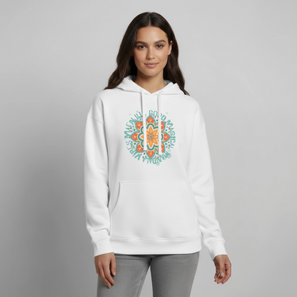 Mandala Türkis Design – Oversized Unisex Hoodie - Weiß
