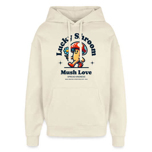 Lucky Shroom Design – Oversized Unisex Hoodie - Natur
