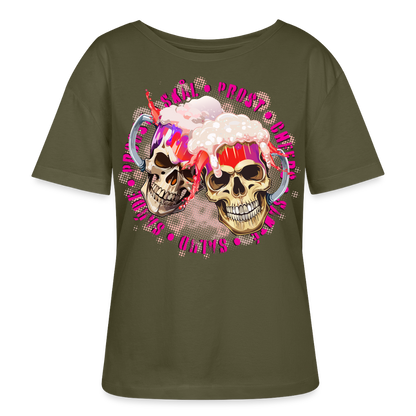 Party Skull Design Pink – Rundhals Frauen Bio-T-Shirt - Khaki