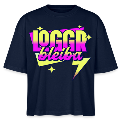Logo bleibt Design – Frauen Boxy Bio-T-Shirt - Navy