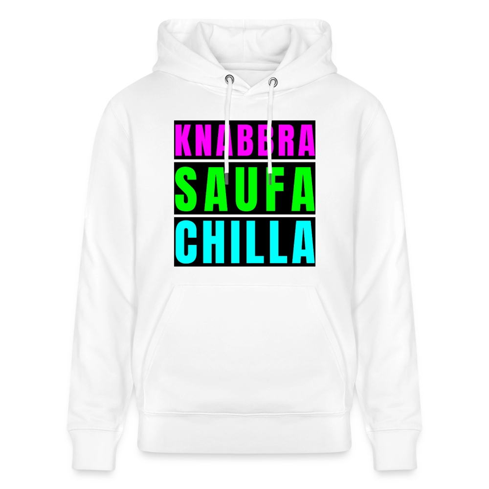 Knabbra Saufa Chilla Design – Unisex Bio-Hoodie - Weiß