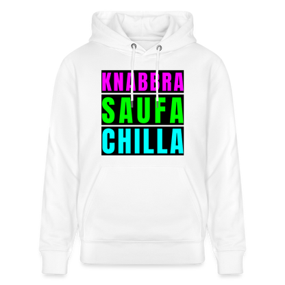 Knabbra Saufa Chilla Design – Unisex Bio-Hoodie - Weiß