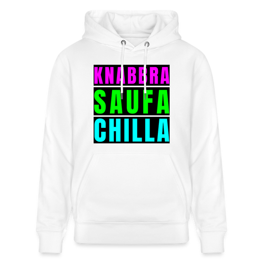 Knabbra Saufa Chilla Design – Unisex Bio-Hoodie - Weiß