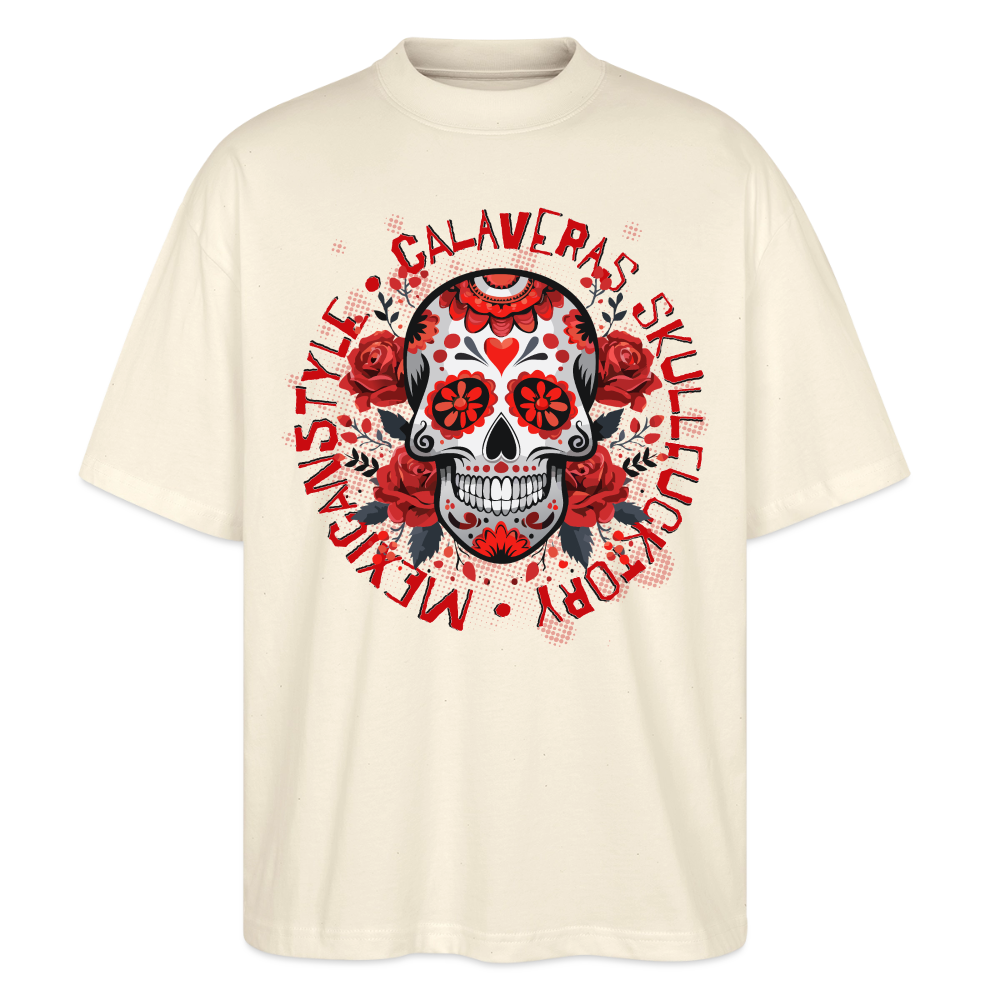 Sugar Skull Rosen Design - Oversized Unisex Bio T-Shirt - Natur