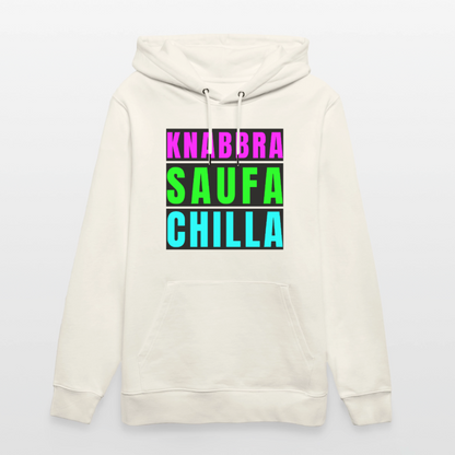 Knabbra Saufa Chilla Design – Unisex Bio-Hoodie - Naturweiß 