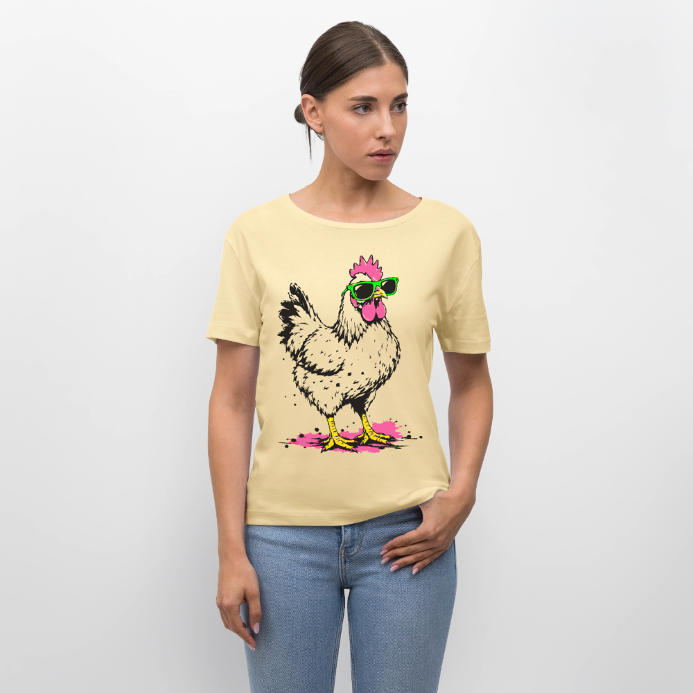 Street Schicken Design – Rundhals Frauen Bio-T-Shirt - Creme