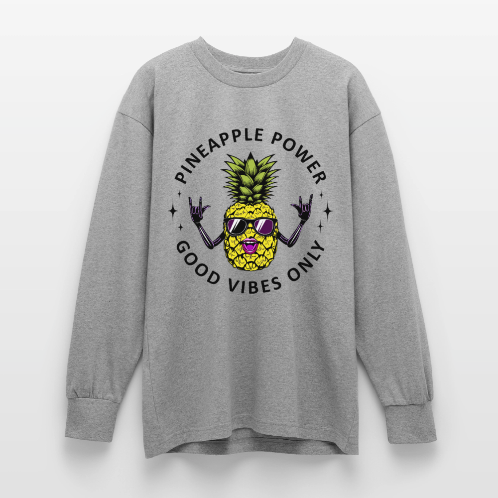 Pineapple Power Design – Oversized Langarmshirt - Grau meliert