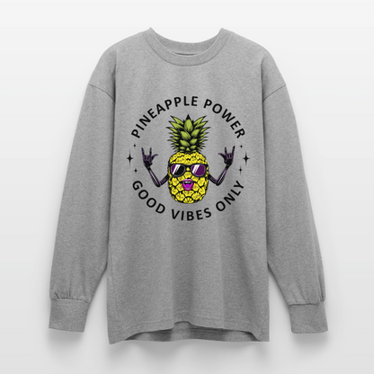 Pineapple Power Design – Oversized Langarmshirt - Grau meliert
