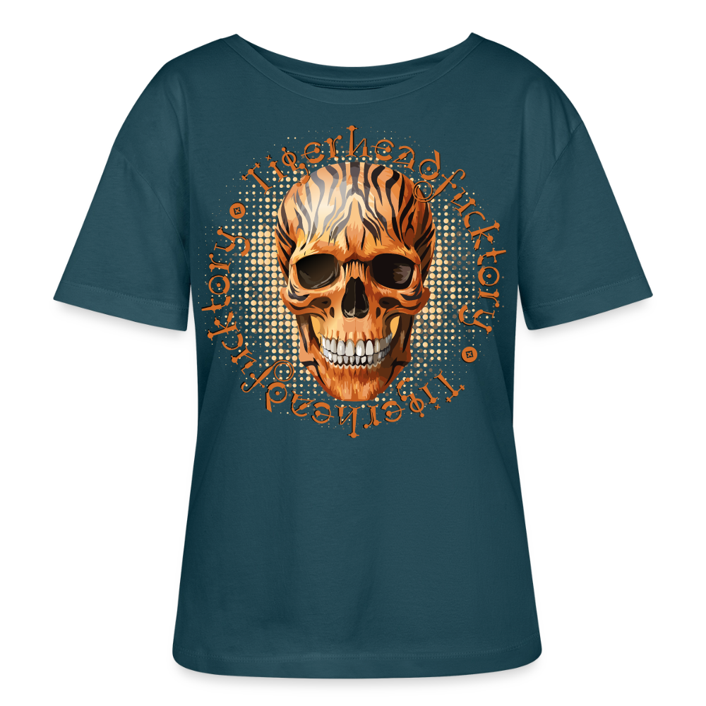 Tiger Skull Design – Rundhals Frauen Bio-T-Shirt - Dunkles Petrol