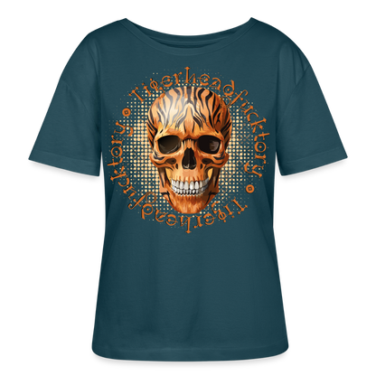 Tiger Skull Design – Rundhals Frauen Bio-T-Shirt - Dunkles Petrol