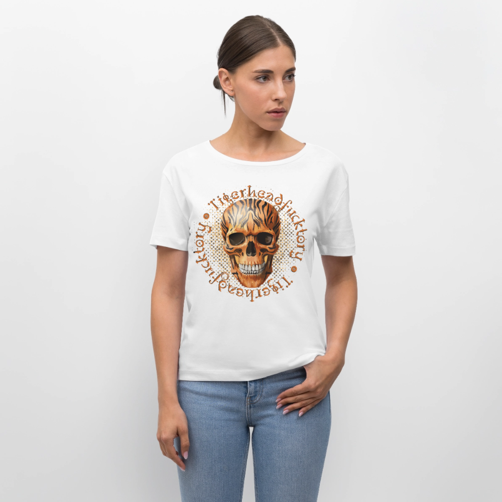 Tiger Skull Design – Rundhals Frauen Bio-T-Shirt - Weiß