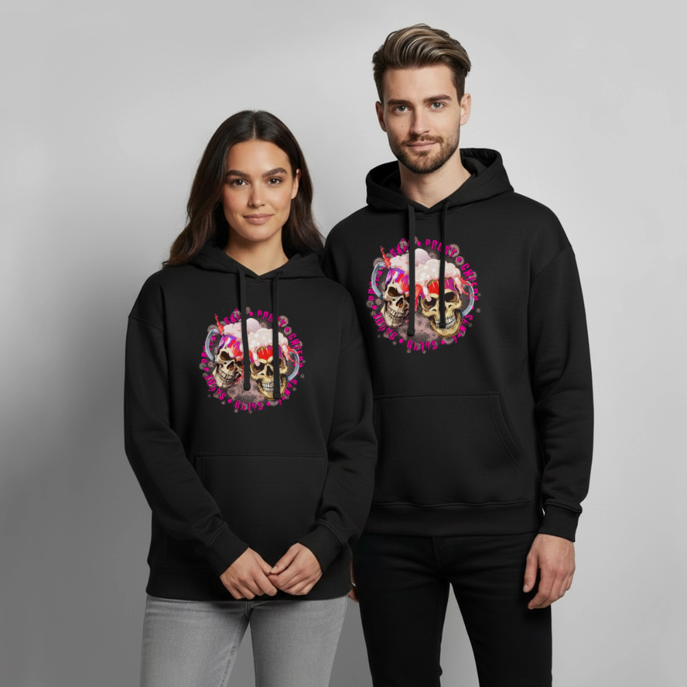Party Skull Design Pink – Oversized Unisex Hoodie - Schwarz