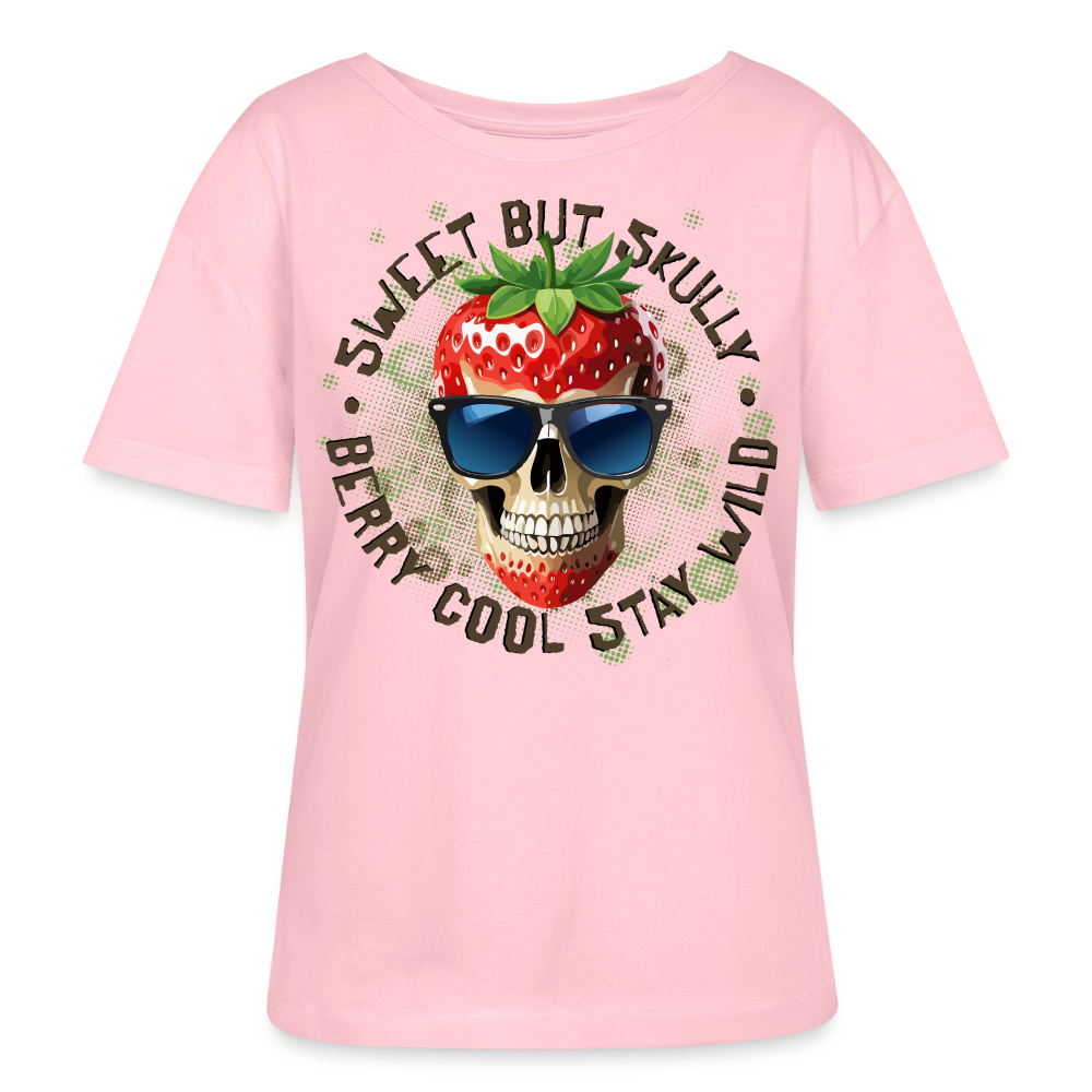 Strawberry Skull Design – Rundhals Frauen Bio-T-Shirt - Hellrosa