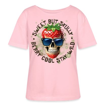 Strawberry Skull Design – Rundhals Frauen Bio-T-Shirt - Hellrosa