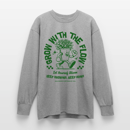 Keep Growing Design – Oversized Langarmshirt - Grau meliert