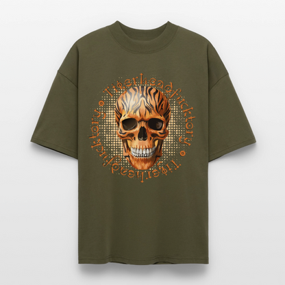 Tiger Skull Design – Oversized Unisex Bio T-Shirt - Khaki