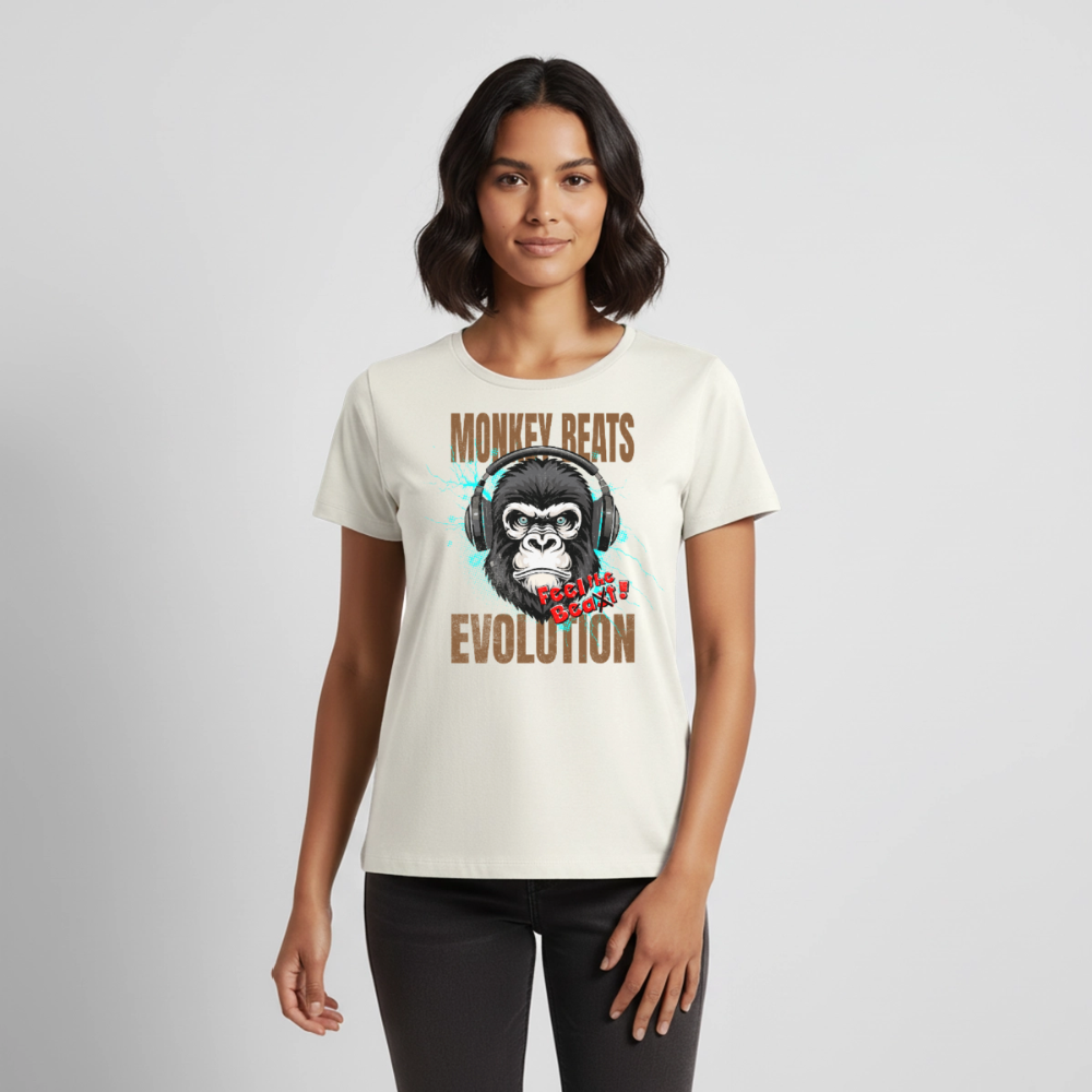 Monkey Beats Design – Frauen Premium T-Shirt - Naturweiß