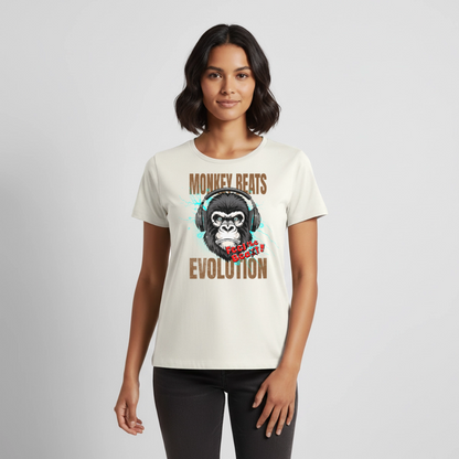 Monkey Beats Design – Frauen Premium T-Shirt - Naturweiß