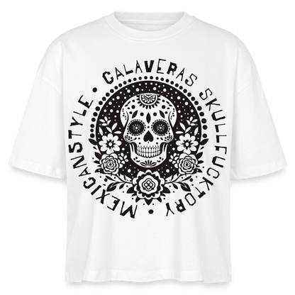 Sugar Skull Black Design – Frauen Boxy Bio-T-Shirt - Weiß