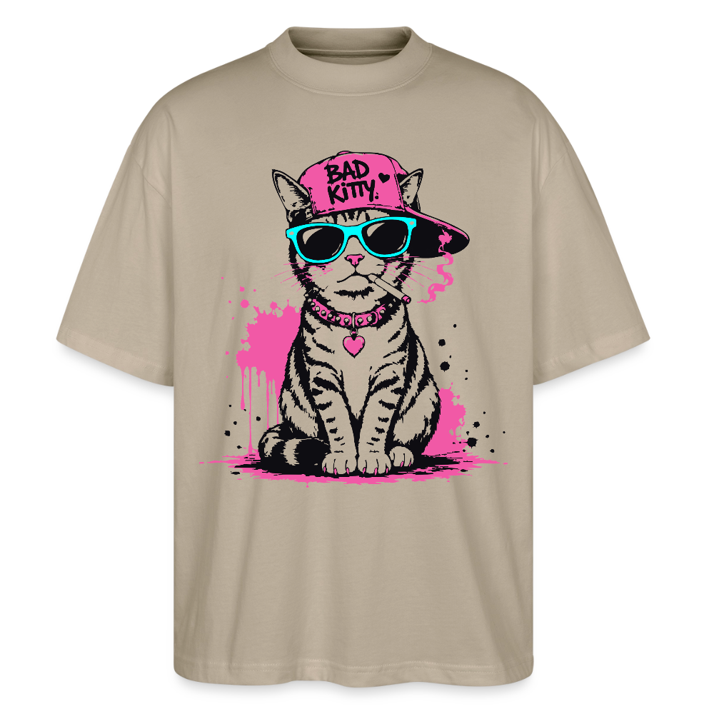 Bad Kitty Design – Oversized Unisex Bio T-Shirt - Steingrau