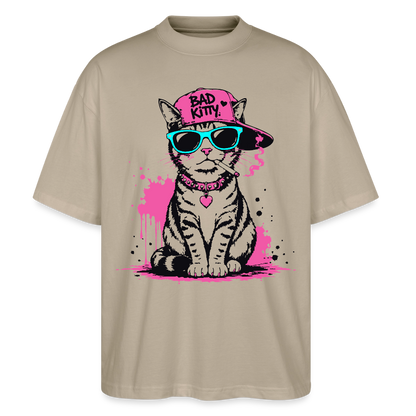Bad Kitty Design – Oversized Unisex Bio T-Shirt - Steingrau
