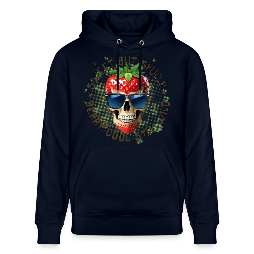 Strawberry Skull Design – Unisex Bio-Hoodie - Navy