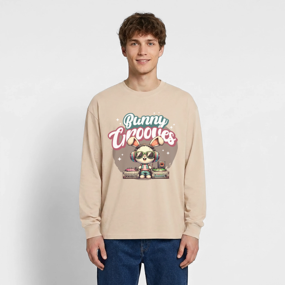 Bunny Grooves Design – Oversized Langarmshirt - Sand
