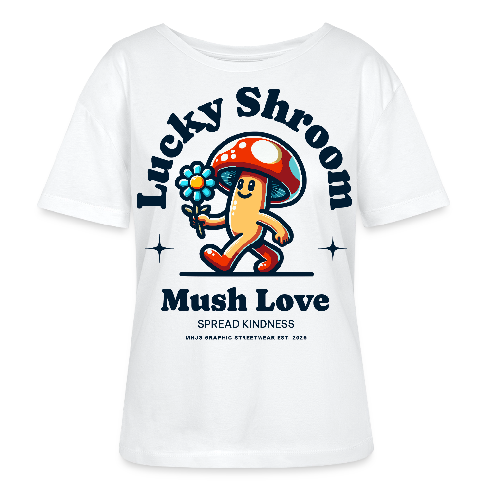 Lucky Shroom Design – Rundhals Frauen Bio-T-Shirt - Weiß