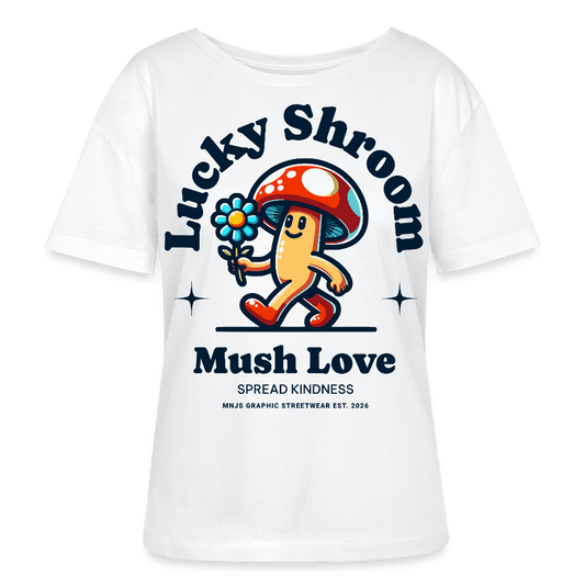 Lucky Shroom Design – Rundhals Frauen Bio-T-Shirt - Weiß