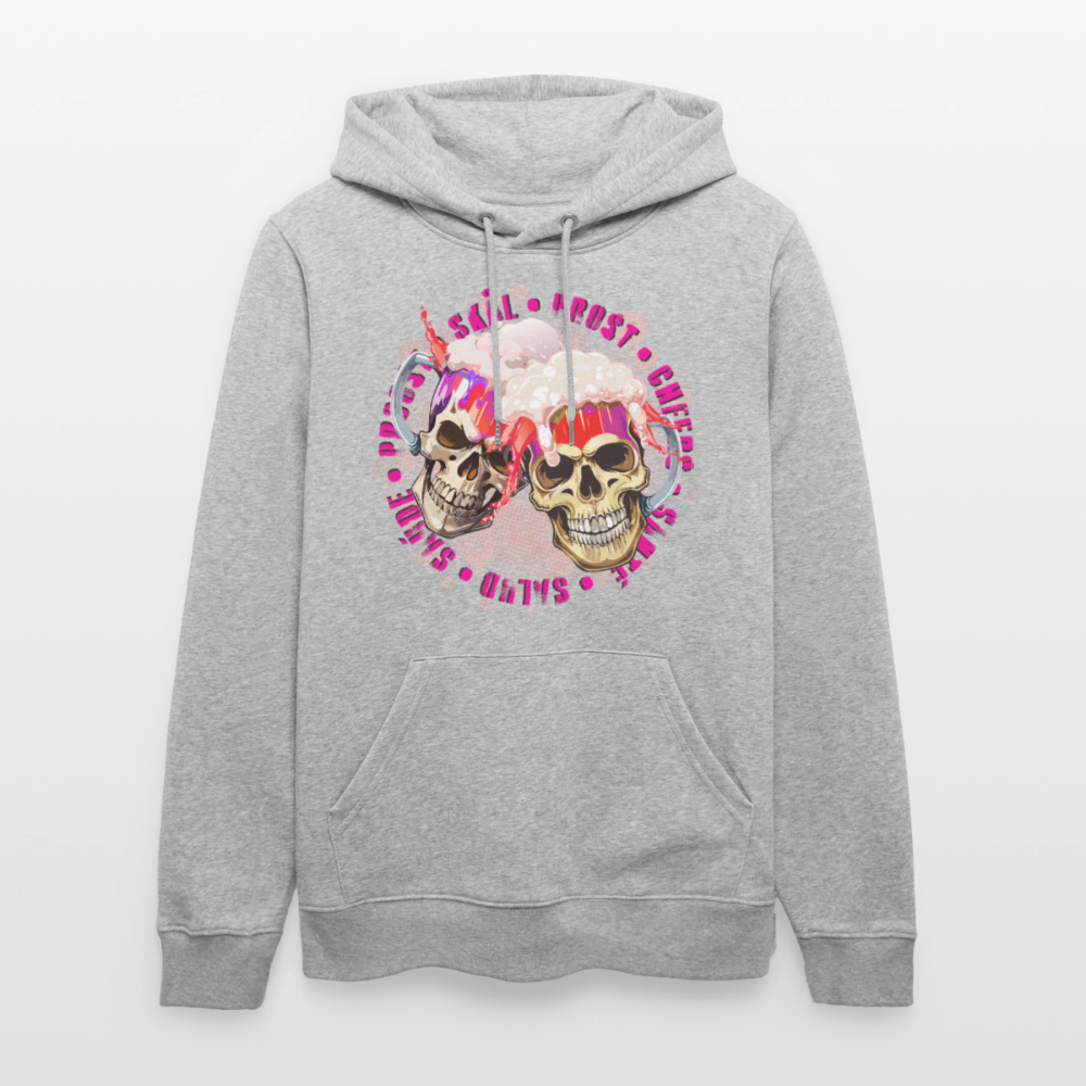 Party Skull Design Pink – Unisex Bio-Hoodie - Grau meliert
