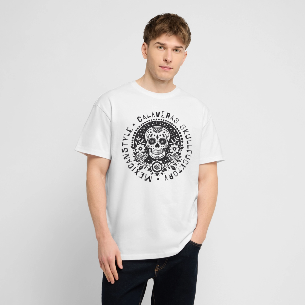 Sugar Skull Black Design - Oversized Unisex Bio T-Shirt - Weiß