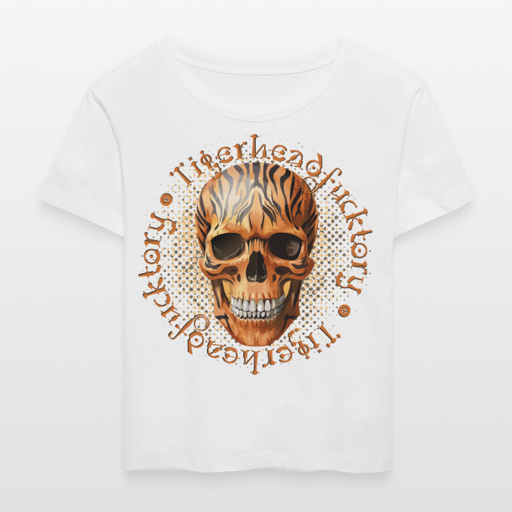 Tiger Skull Design – Rundhals Frauen Bio-T-Shirt - Weiß