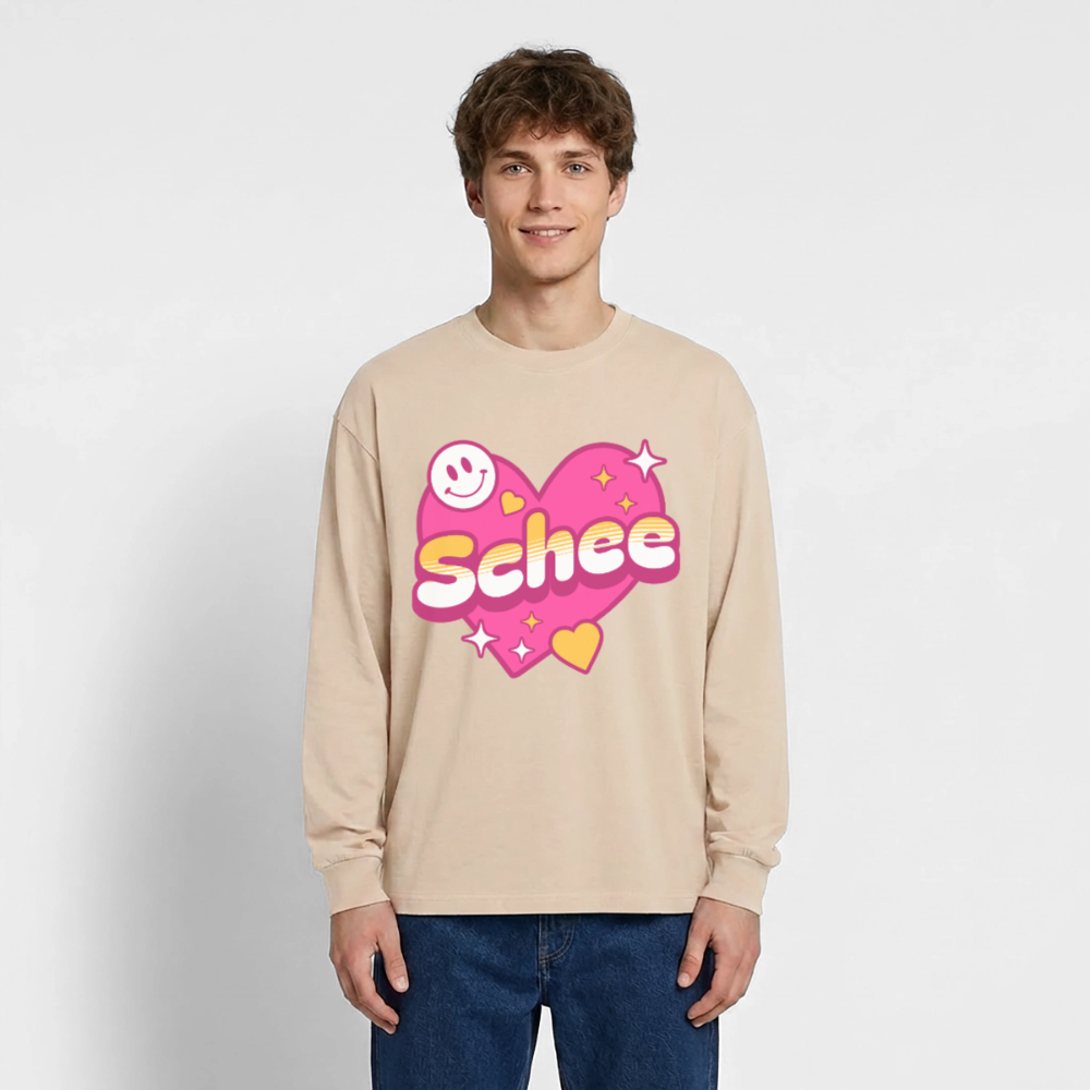 Schnee Design – Oversized Langarmshirt - Sand