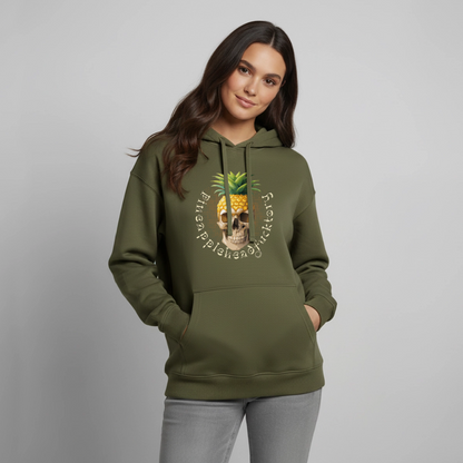 Pineapple Skull Design - Oversized Unisex Hoodie - Khaki