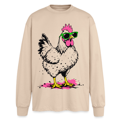 street Chicken Design – Oversized Langarmshirt - Sand