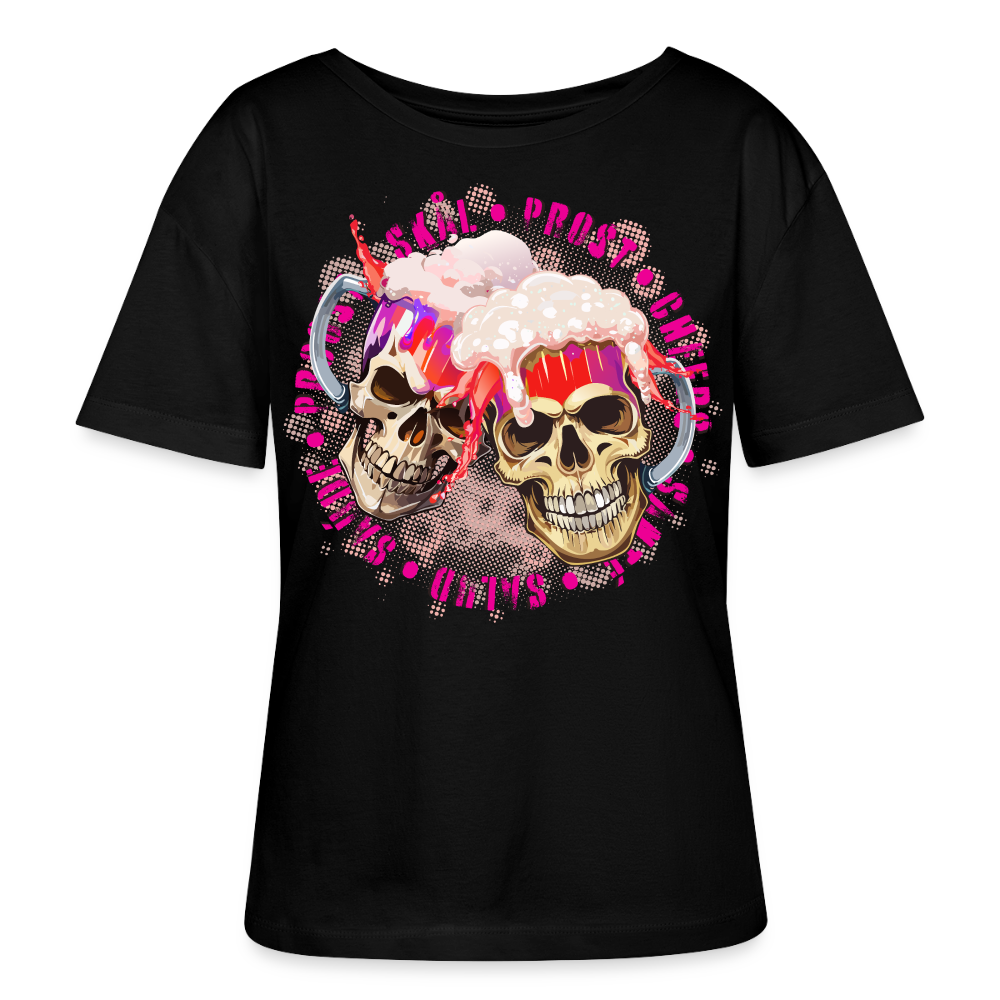 Party Skull Design Pink – Rundhals Frauen Bio-T-Shirt - Schwarz