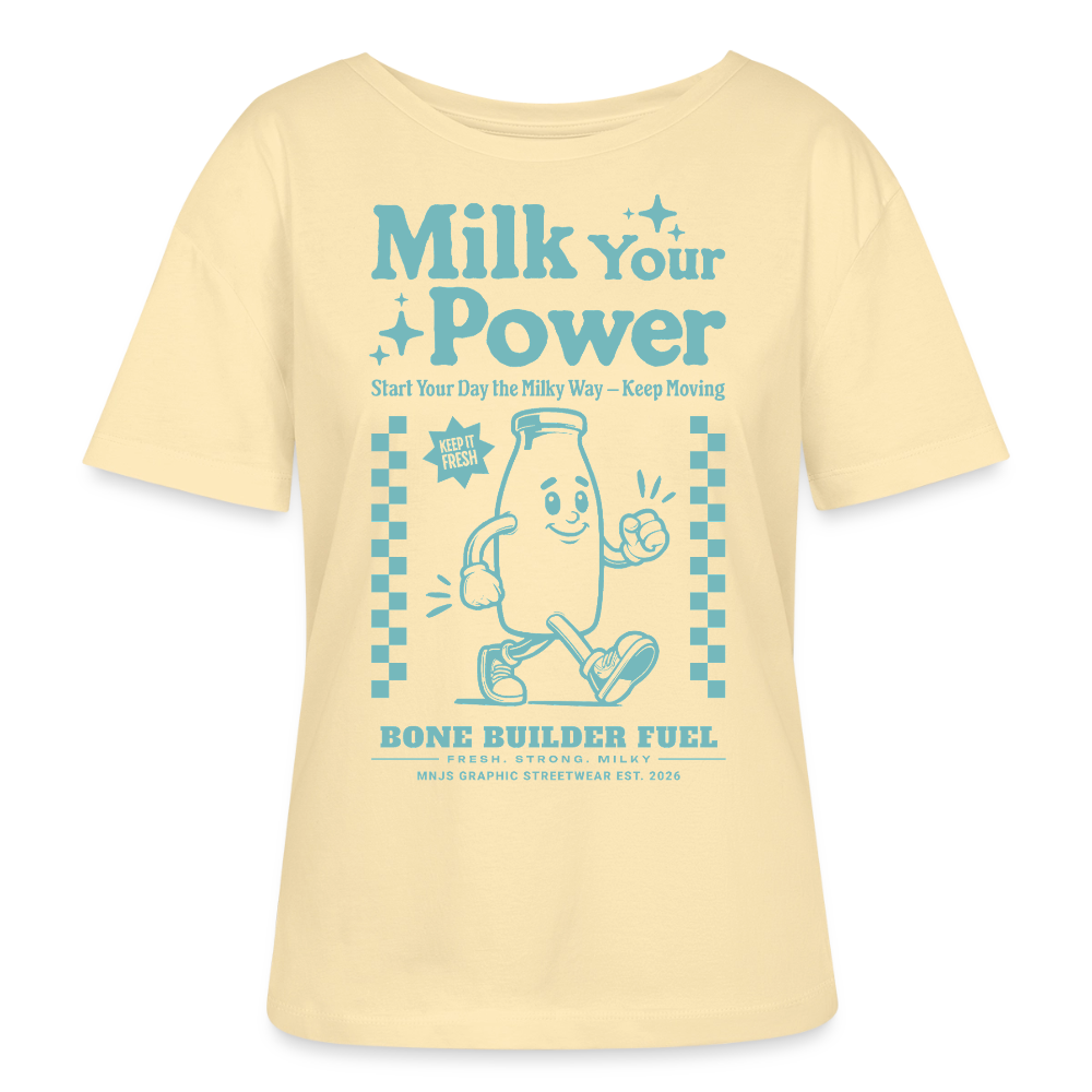 Milk Your Power Design – Rundhals Frauen Bio-T-Shirt - Creme
