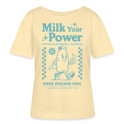 Milk Your Power Design – Rundhals Frauen Bio-T-Shirt - Creme