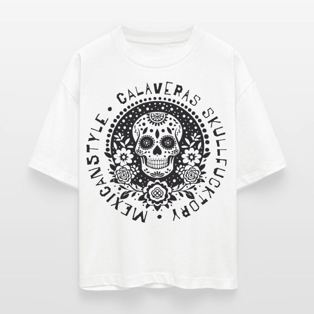 Sugar Skull Black Design – Frauen Boxy Bio-T-Shirt - Weiß