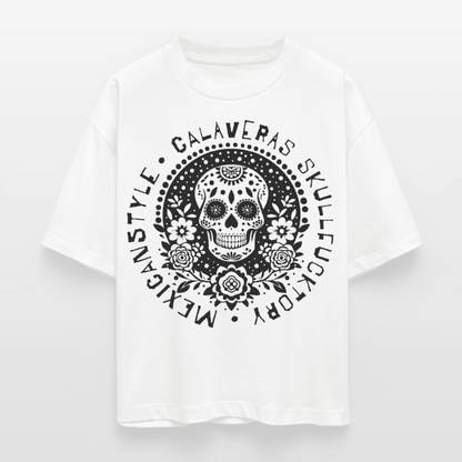 Sugar Skull Black Design – Frauen Boxy Bio-T-Shirt - Weiß